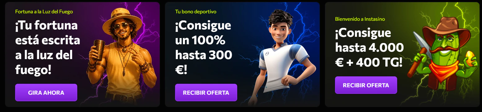 Promociones de bienvenida de Instasino Casino para casino y apuestas deportivas