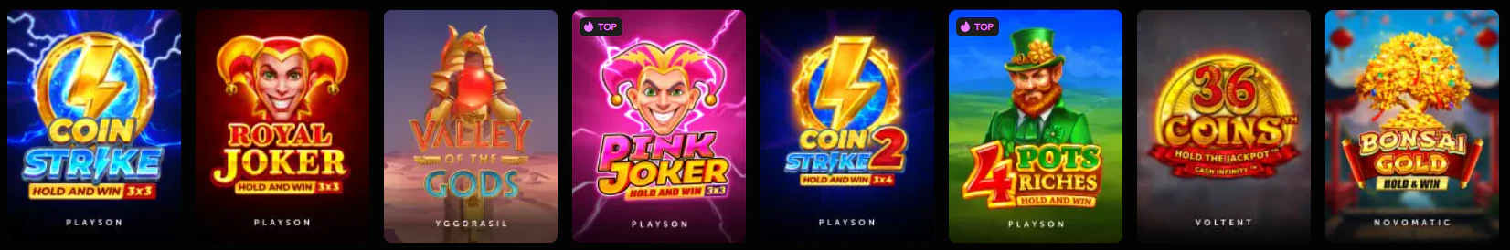 Selección de tragamonedas online y juegos de slots disponibles en Instasino Casino